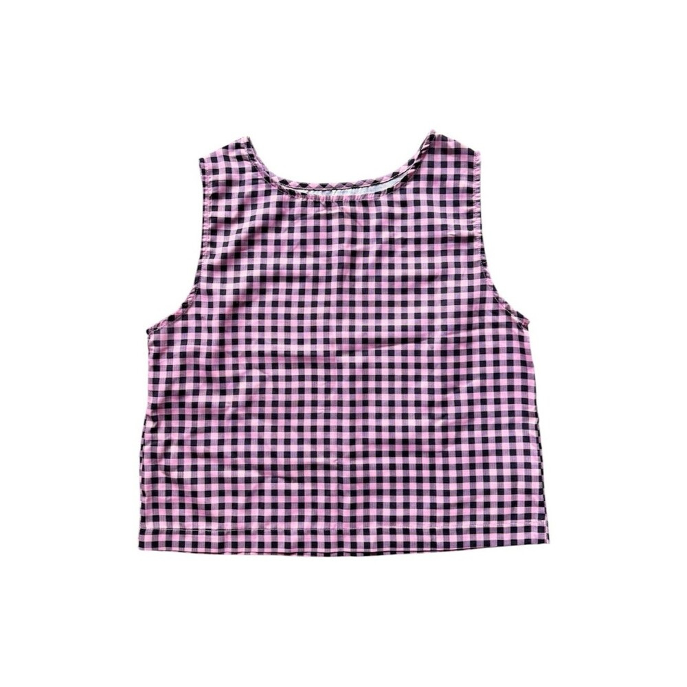 Pink Black Gingham Crop Top Preppy Sleeveless M